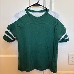Urban Outfitter Green and White Men's Jersey Cropped Shirt